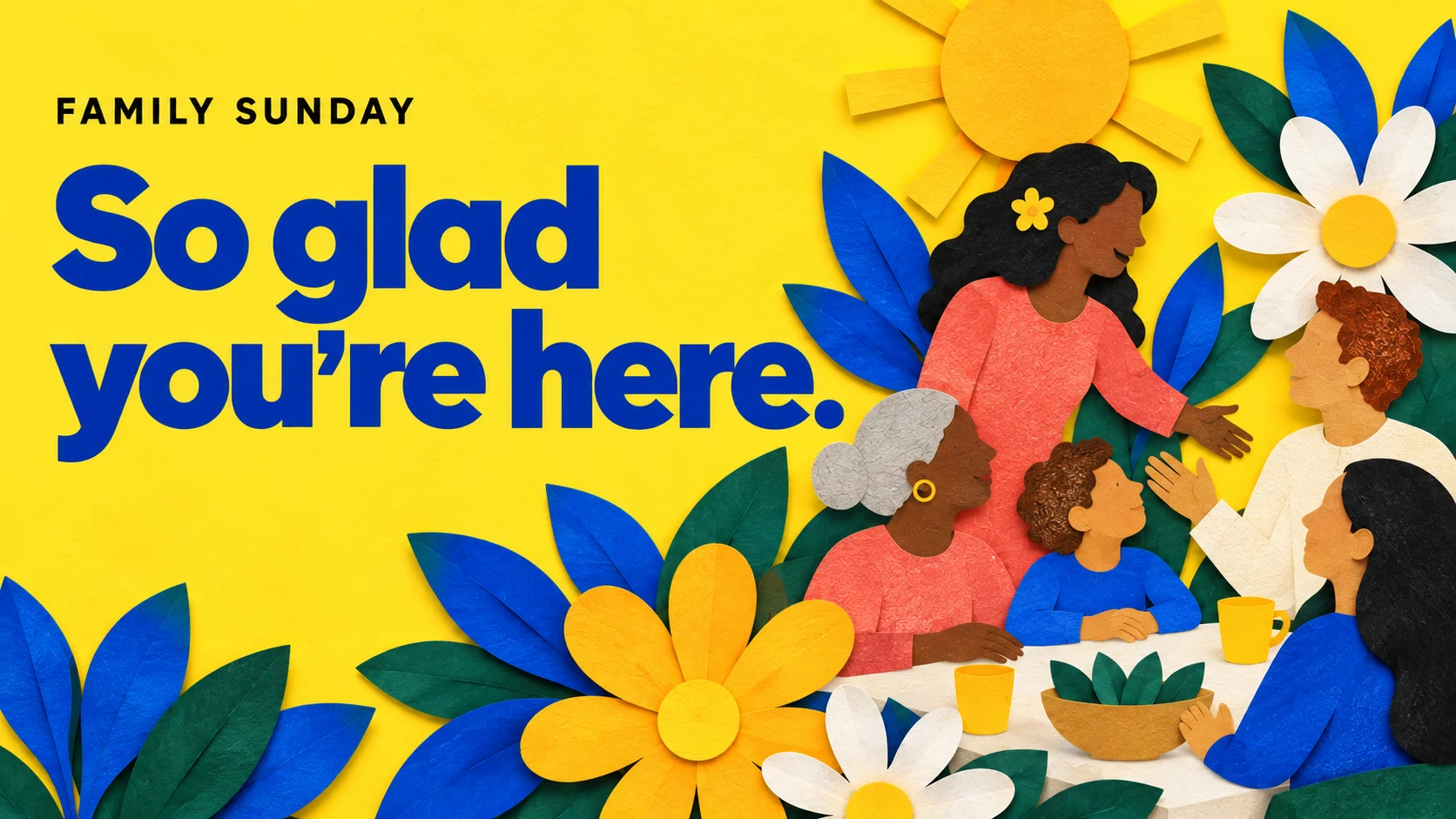 Welcome slide: So glad you’re here.