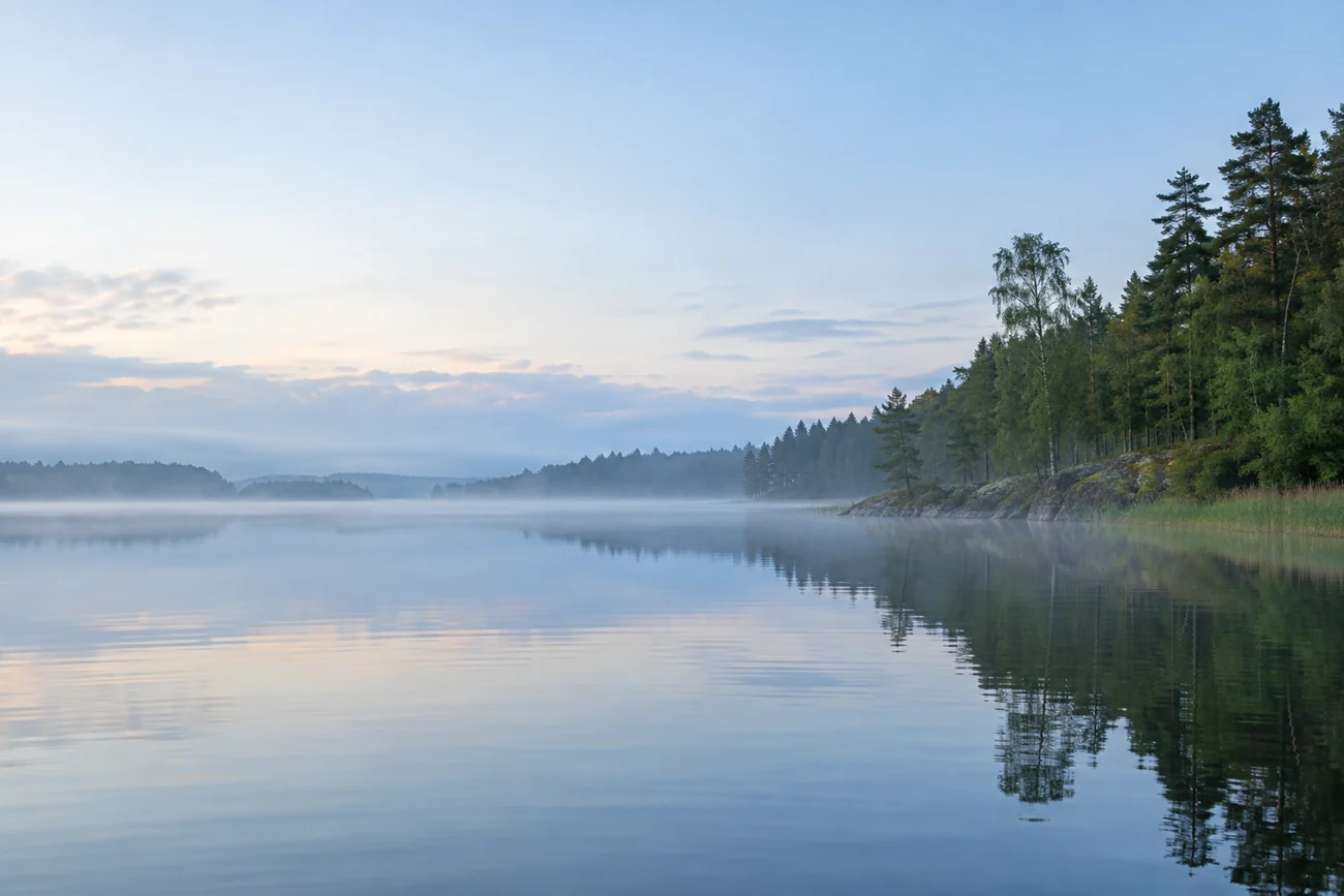 Ruhiger See im Morgenlicht